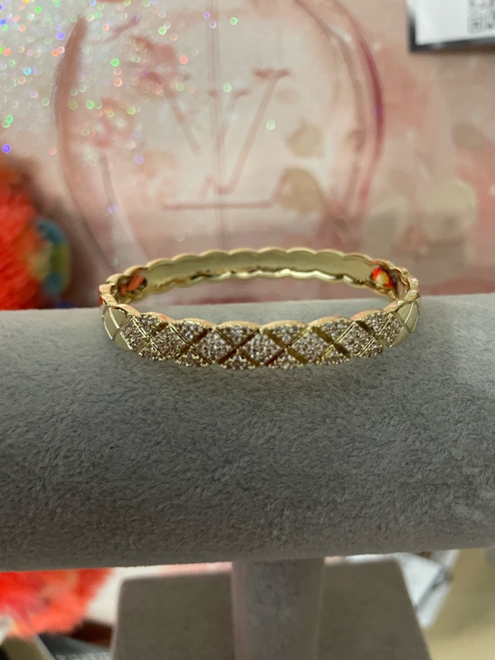 Gold-Tone Pave Crisscross Bangle Bracelet - Women Jewelry - Picture 3 of 3
